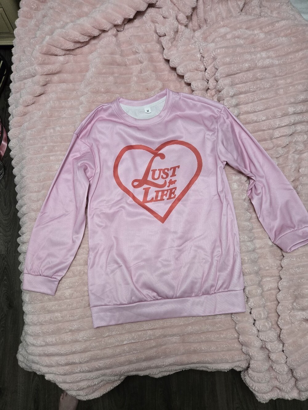 Pink 'Lust for Life' Heart Graphic Sweatshirt